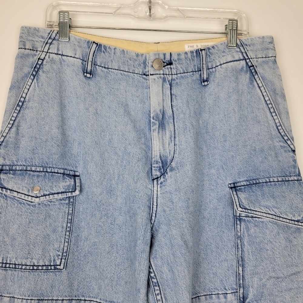 NWT Rag & Bone Nora High Rise Wide Leg Cargo Jean in Lakeside Size 30 - Picture 4 of 12